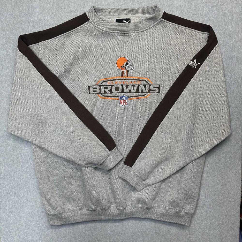 Vintage Puma Cleveland Browns Crewneck Sweatshirt Men’s 2XL XXL Gray Orange 90s